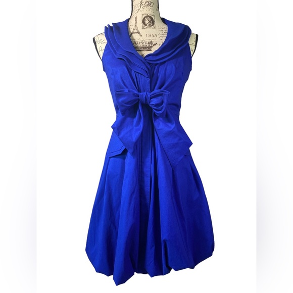 Samuel Dong Dresses & Skirts - Samuel Dong Triple Wired Collar Dupioni Bubble Dress Royal Blue Size XS